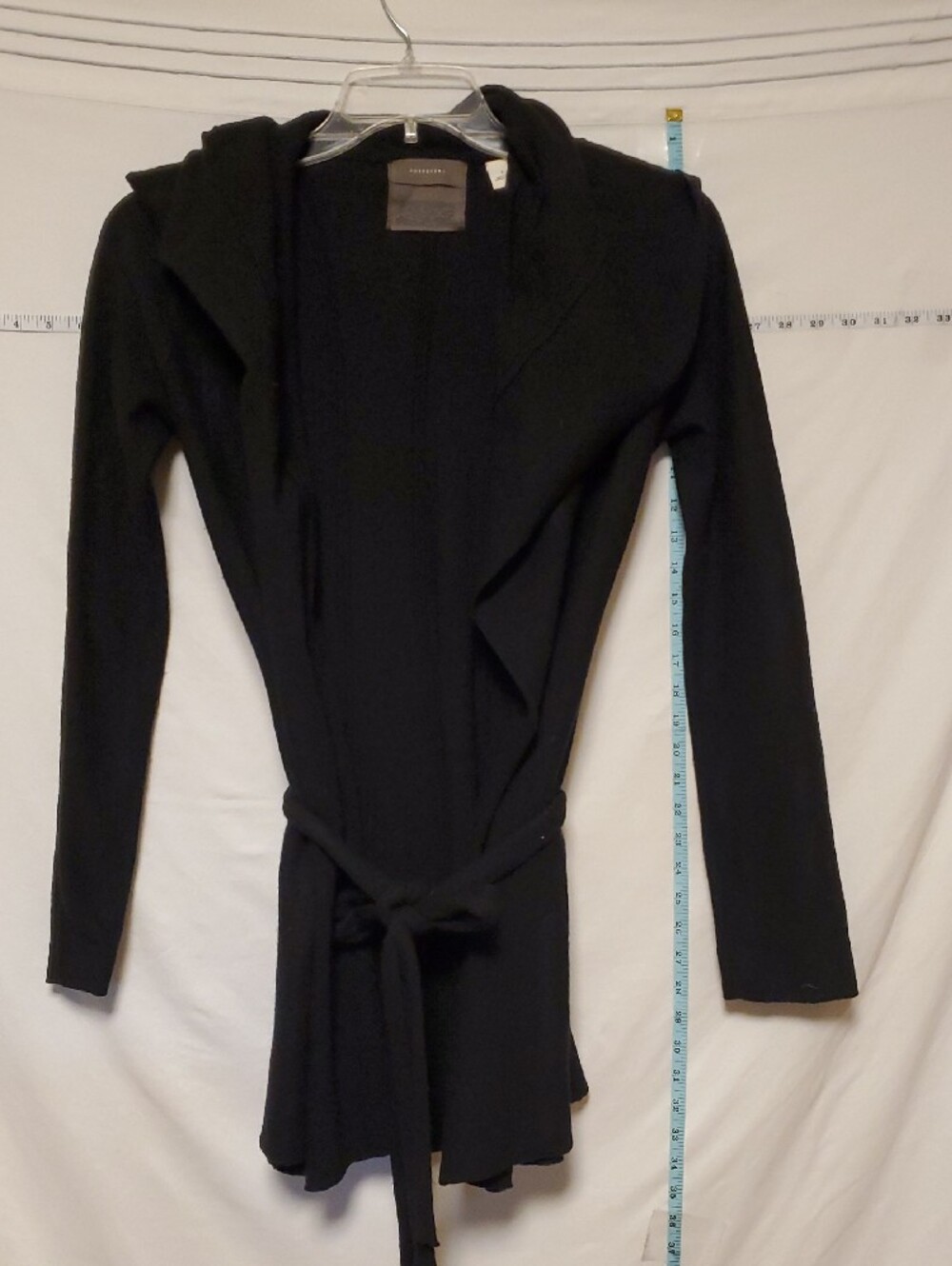 Guinevere Women's Wool Black Cardigan Sweater With Belt Boho Cottagecore Small